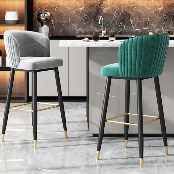 Glam Backrest Bar Stool Upholstered Counter Stool for Bristol Gray (One Piece)