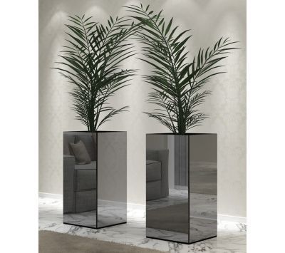 Stainless Steel Plant Pot with Artificial Plats (2.P Set) | MSPS-0138