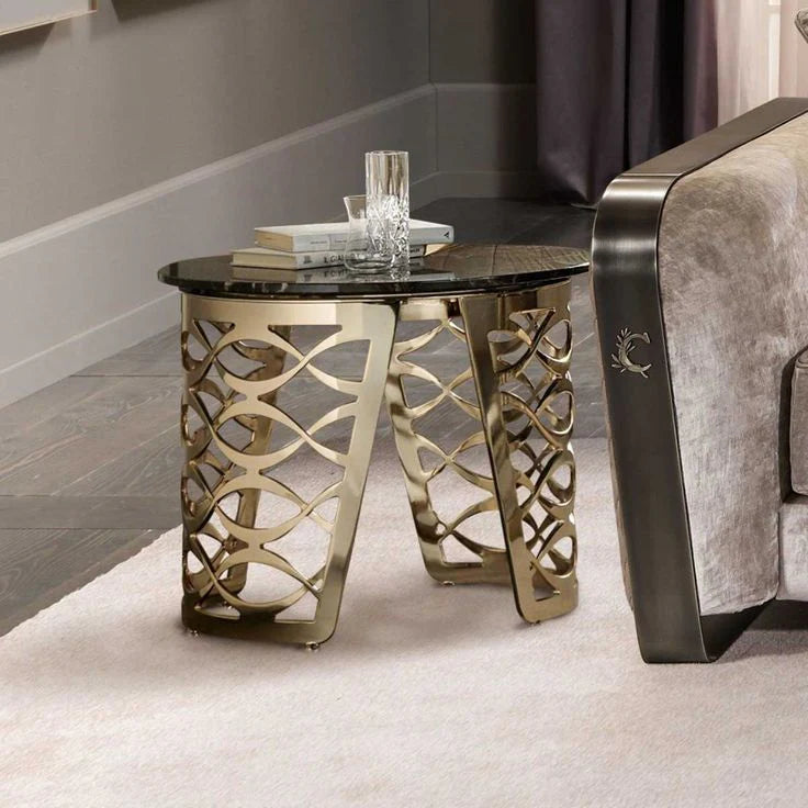 Stainless Steel Luxury Round Coffee Table with Chrome Finish