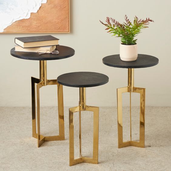 Luxury Gold Metal Geometric Accent Table